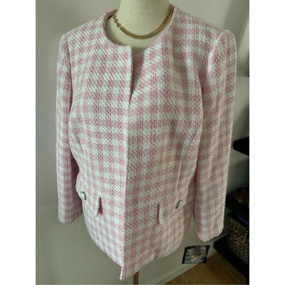 Kasper pink and white plaid blazer size of 10 p - Picture 1 of 7
